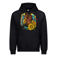 Black western horse with horseshoe Urban Hoodie - texasbilliewilder