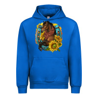 Cobalt western horse with horseshoe Urban Hoodie - texasbilliewilder