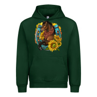 Forest Green western horse with horseshoe Urban Hoodie - texasbilliewilder