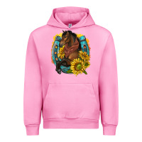 Fuchsia Pink western horse with horseshoe Urban Hoodie - texasbilliewilder