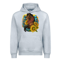 Heather Grey western horse with horseshoe Urban Hoodie - texasbilliewilder
