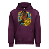 Mauve Wine western horse with horseshoe Urban Hoodie - texasbilliewilder
