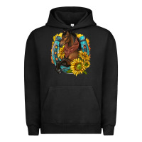 Pigment Black western horse with horseshoe Urban Hoodie - texasbilliewilder