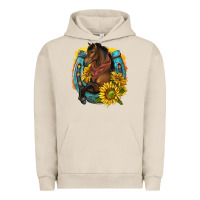 Pigment French Oak western horse with horseshoe Urban Hoodie - texasbilliewilder