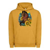 Pigment Peanut Butter western horse with horseshoe Urban Hoodie - texasbilliewilder