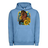 Pigment Pebble Blue western horse with horseshoe Urban Hoodie - texasbilliewilder
