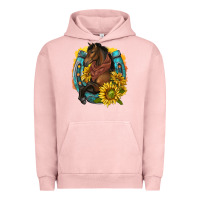Pigment Salmon western horse with horseshoe Urban Hoodie - texasbilliewilder