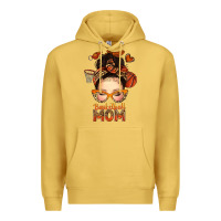 Antique Gold basketball messy bun mom Premium Hoodie - texasbilliewilder