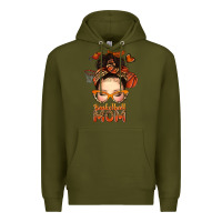 Army Green basketball messy bun mom Premium Hoodie - texasbilliewilder