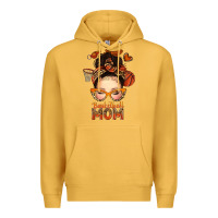 Mustard basketball messy bun mom Premium Hoodie - texasbilliewilder