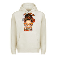 Oatmeal Heather basketball messy bun mom Premium Hoodie - texasbilliewilder