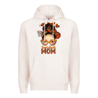 Pale Pink basketball messy bun mom Premium Hoodie - texasbilliewilder