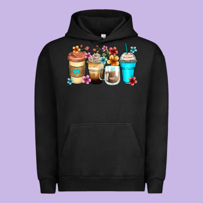 Flowers With Coffee Urban Hoodie Designed By Zillion Design Studio