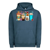 Pigment Midnight Navy flowers with coffee Urban Hoodie - Zillion Design Studio