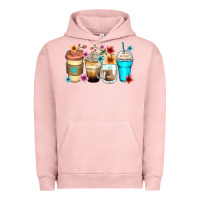 Pigment Salmon flowers with coffee Urban Hoodie - Zillion Design Studio