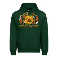 Forest Green With god all things are possible with sunflower Urban Hoodie - texasbilliewilder