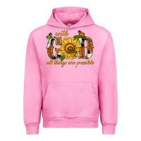 Fuchsia Pink With god all things are possible with sunflower Urban Hoodie - texasbilliewilder