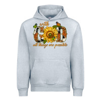 Heather Grey With god all things are possible with sunflower Urban Hoodie - texasbilliewilder
