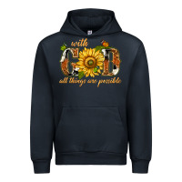 Navy With god all things are possible with sunflower Urban Hoodie - texasbilliewilder