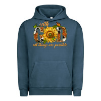 Pigment Midnight Navy With god all things are possible with sunflower Urban Hoodie - texasbilliewilder