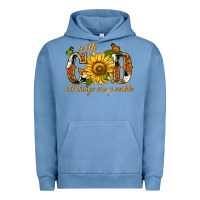 Pigment Pebble Blue With god all things are possible with sunflower Urban Hoodie - texasbilliewilder