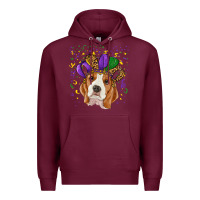 Burgundy Mardi gras beagle Premium Hoodie - RanaPortraitStore