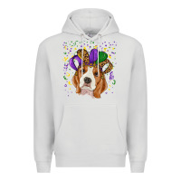 Dove Grey Mardi gras beagle Premium Hoodie - RanaPortraitStore