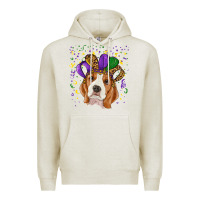 Oatmeal Heather Mardi gras beagle Premium Hoodie - RanaPortraitStore