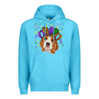 Ocean Blue Mardi gras beagle Premium Hoodie - RanaPortraitStore