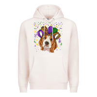 Pale Pink Mardi gras beagle Premium Hoodie - RanaPortraitStore