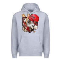 Heather Grey baseball home plate Premium Hoodie - Zillion Design Studio