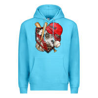 Ocean Blue baseball home plate Premium Hoodie - Zillion Design Studio