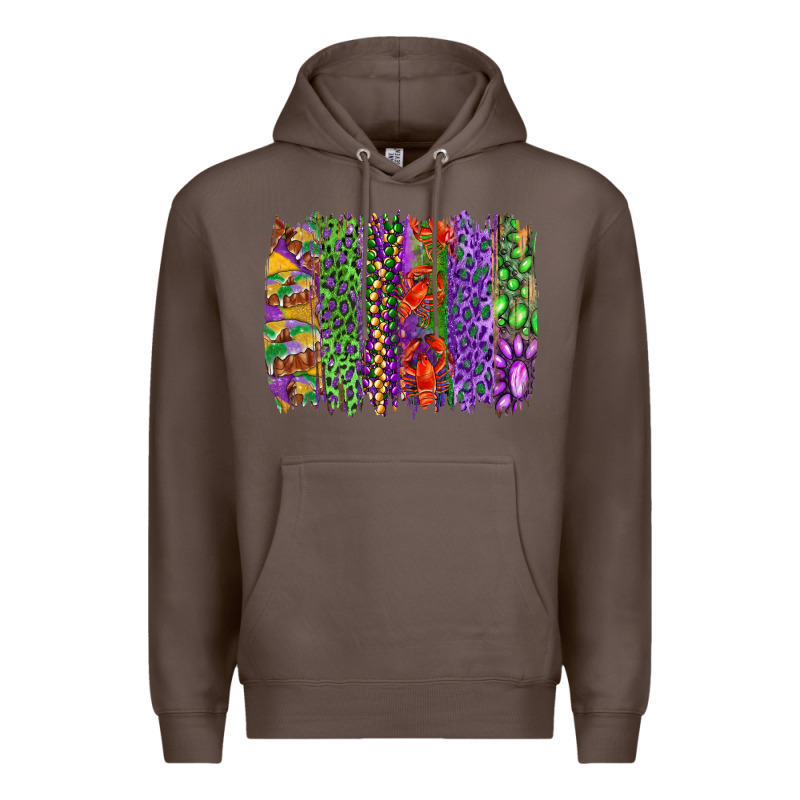 Mardi Gras Brush Strokes King Cake And Craw Fish Premium Hoodie by RanaPortraitStore | Teevron