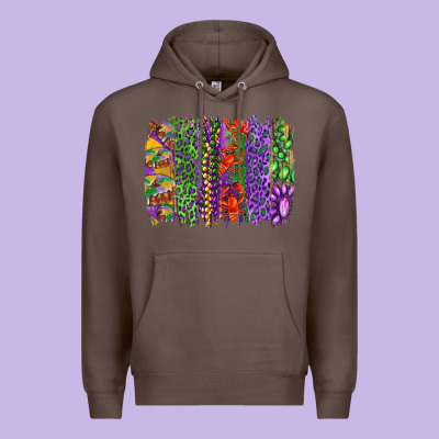 Mardi Gras Brush Strokes King Cake And Craw Fish Premium Hoodie Designed By Ranaportraitstore
