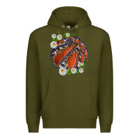 Army Green basketball with patterns and daisies Premium Hoodie - texasbilliewilder