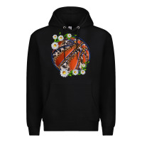 Black basketball with patterns and daisies Premium Hoodie - texasbilliewilder