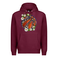 Burgundy basketball with patterns and daisies Premium Hoodie - texasbilliewilder