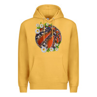 Mustard basketball with patterns and daisies Premium Hoodie - texasbilliewilder