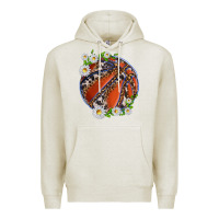 Oatmeal Heather basketball with patterns and daisies Premium Hoodie - texasbilliewilder