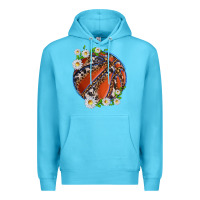 Ocean Blue basketball with patterns and daisies Premium Hoodie - texasbilliewilder