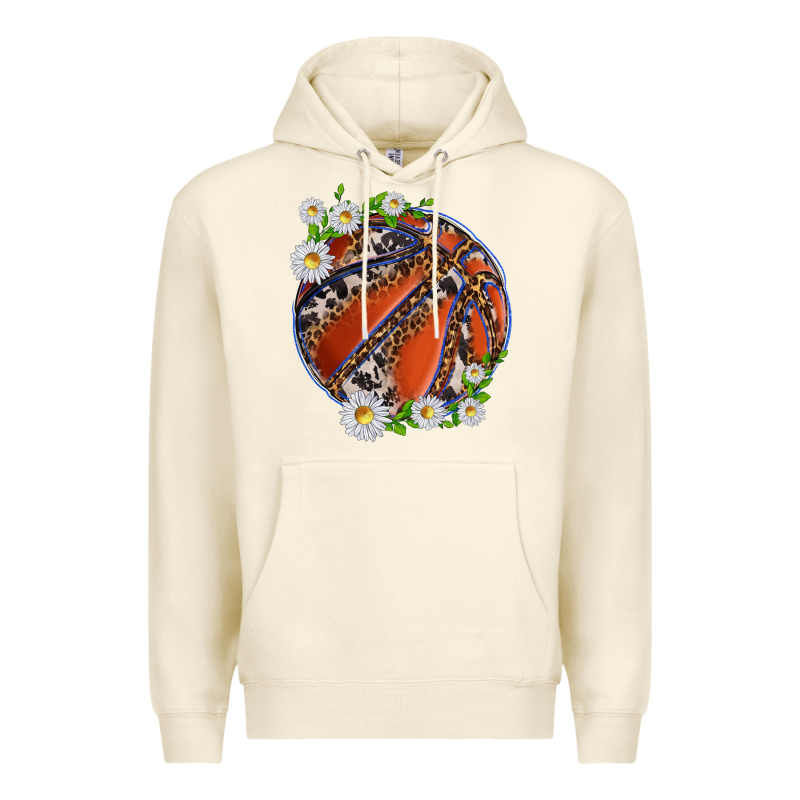 Basketball With Patterns And Daisies Premium Hoodie by texasbilliewilder | Teevron