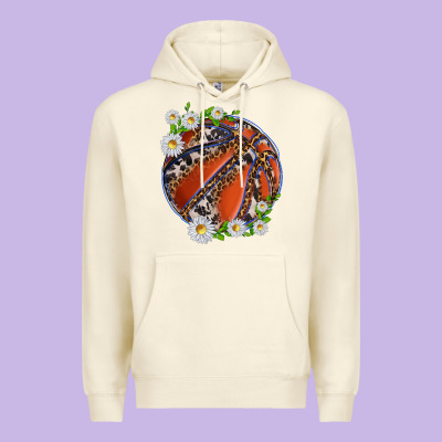 Basketball With Patterns And Daisies Premium Hoodie Designed By Texasbilliewilder
