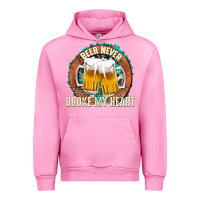 Fuchsia Pink beer never broke my heart Urban Hoodie - texasbilliewilder