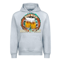Heather Grey beer never broke my heart Urban Hoodie - texasbilliewilder