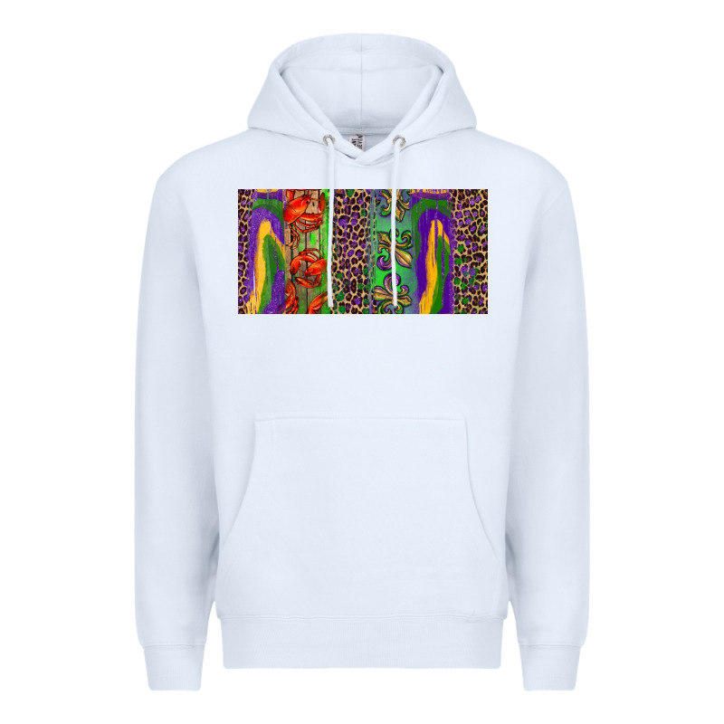 Mardi Gras Brushstrokes Crawfish Fleur De Lis Premium Hoodie by RanaPortraitStore | Teevron