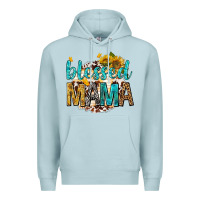 Blue Mist blessed mama with sunflowers Premium Hoodie - texasbilliewilder