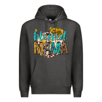 Charcoal Heather blessed mama with sunflowers Premium Hoodie - texasbilliewilder