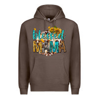 Coffee blessed mama with sunflowers Premium Hoodie - texasbilliewilder