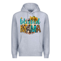 Heather Grey blessed mama with sunflowers Premium Hoodie - texasbilliewilder