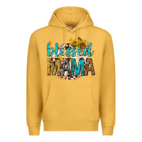 Mustard blessed mama with sunflowers Premium Hoodie - texasbilliewilder